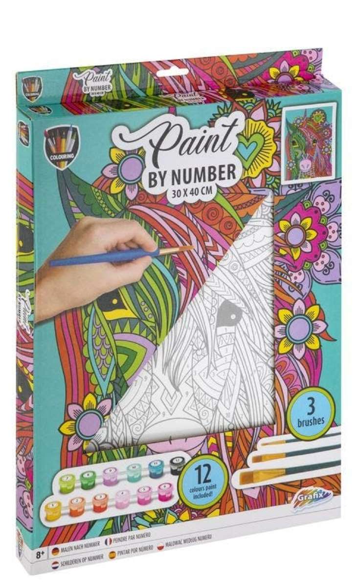 Pinta por Tela de Números Unicórnio 1