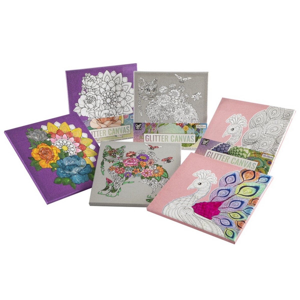 Glitter Canvas para colorir 30x30cm - Artigo Sortido. Envio realizado de forma aleatória 1