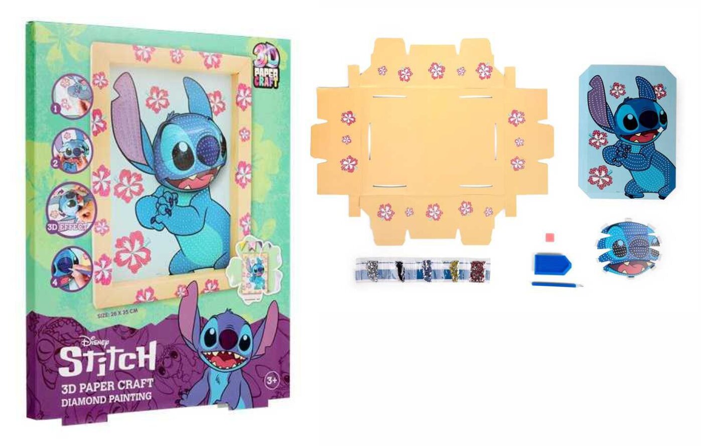 Stitch- Pinta c/ diamantes paper craft 3D 2