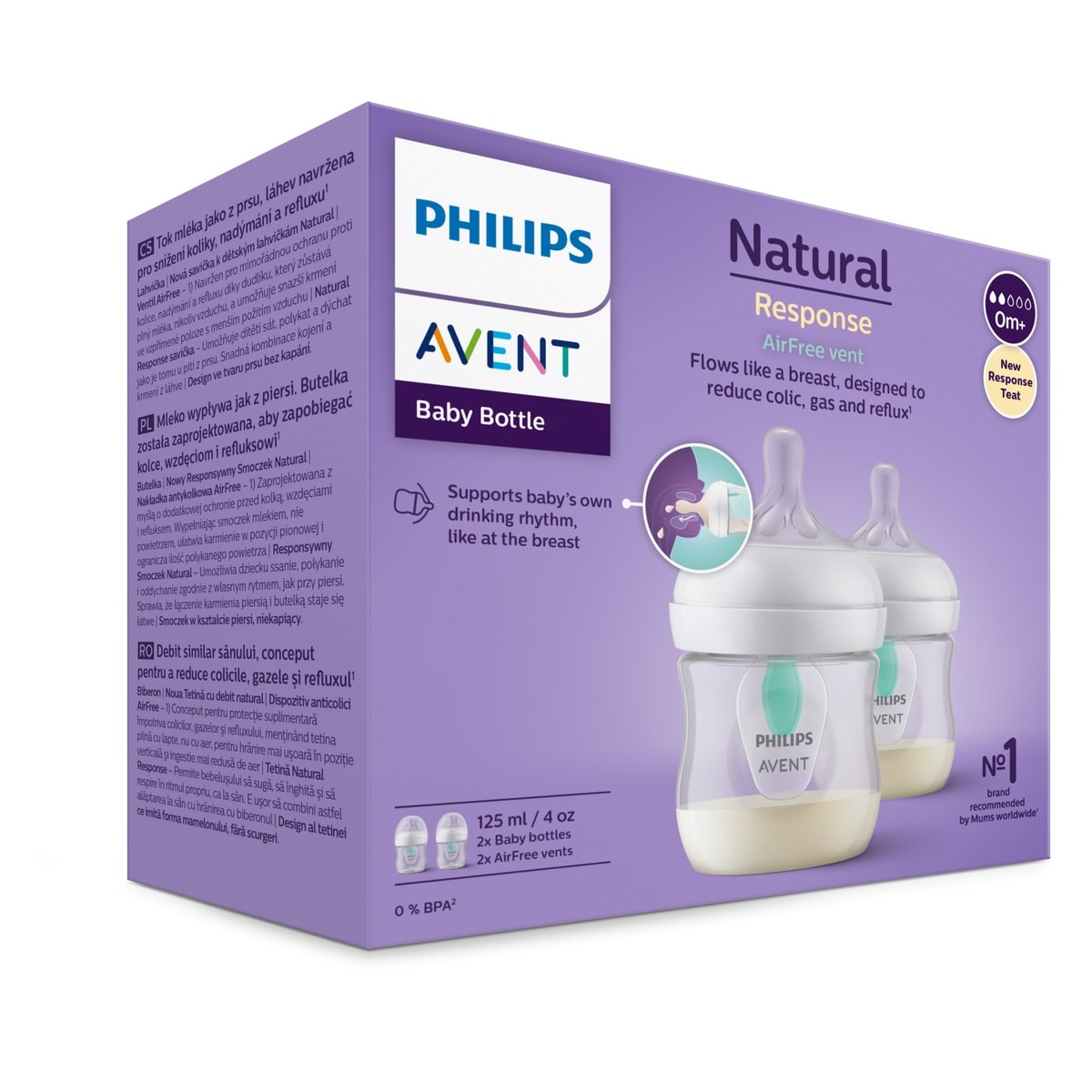 Pack Duplo de Biberões Natural Response Airfree - 125 ml Branco-10