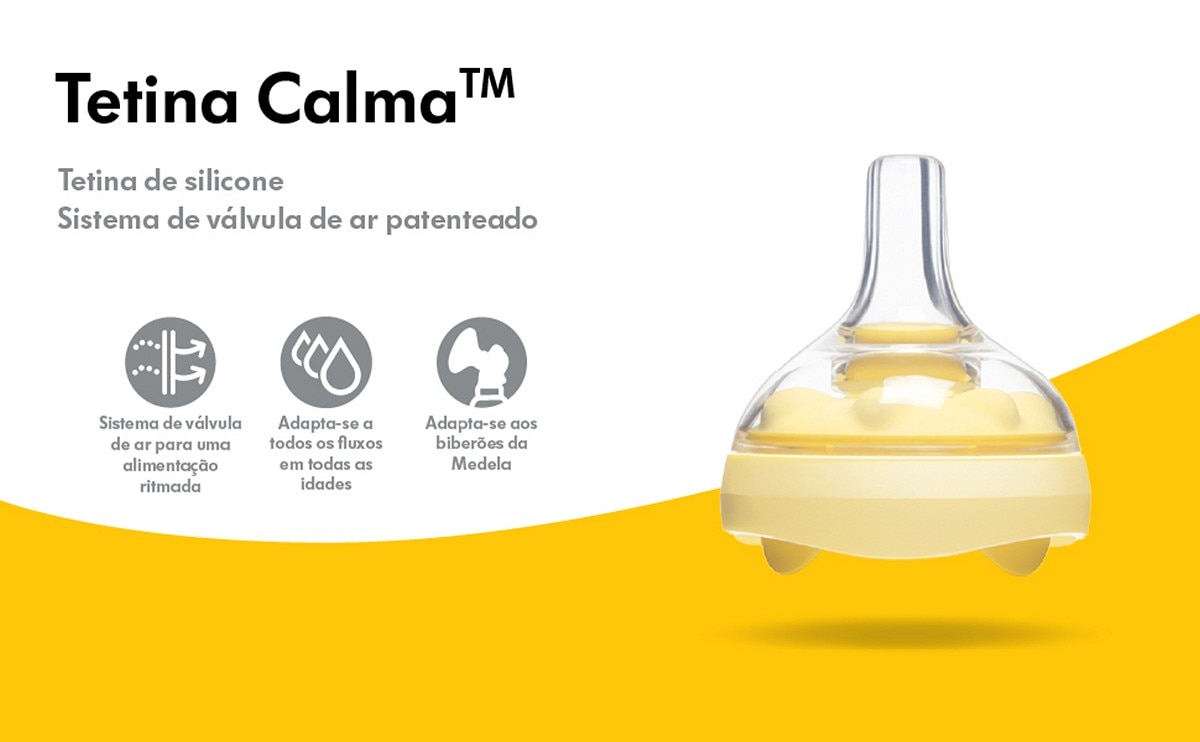 Tetina para biberão Calma Silicone Medela Sistema Alimentação Leite Materno (+0 M.) transparente/amarelo Transparente / Amarelo-2