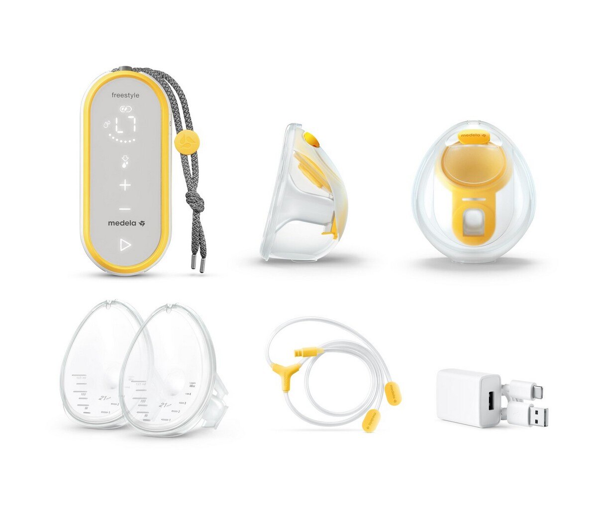 Bomba Tira-Leite Dupla Elétrica Freestyle Hands Free Amarelo-2