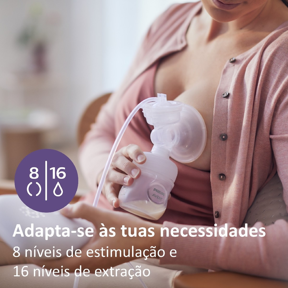 Bomba Tira-leite Elétrica, 8 Níveis de Estimulação e 16 Níveis de Extração, Extrator de Leite Silencioso Salmão-3