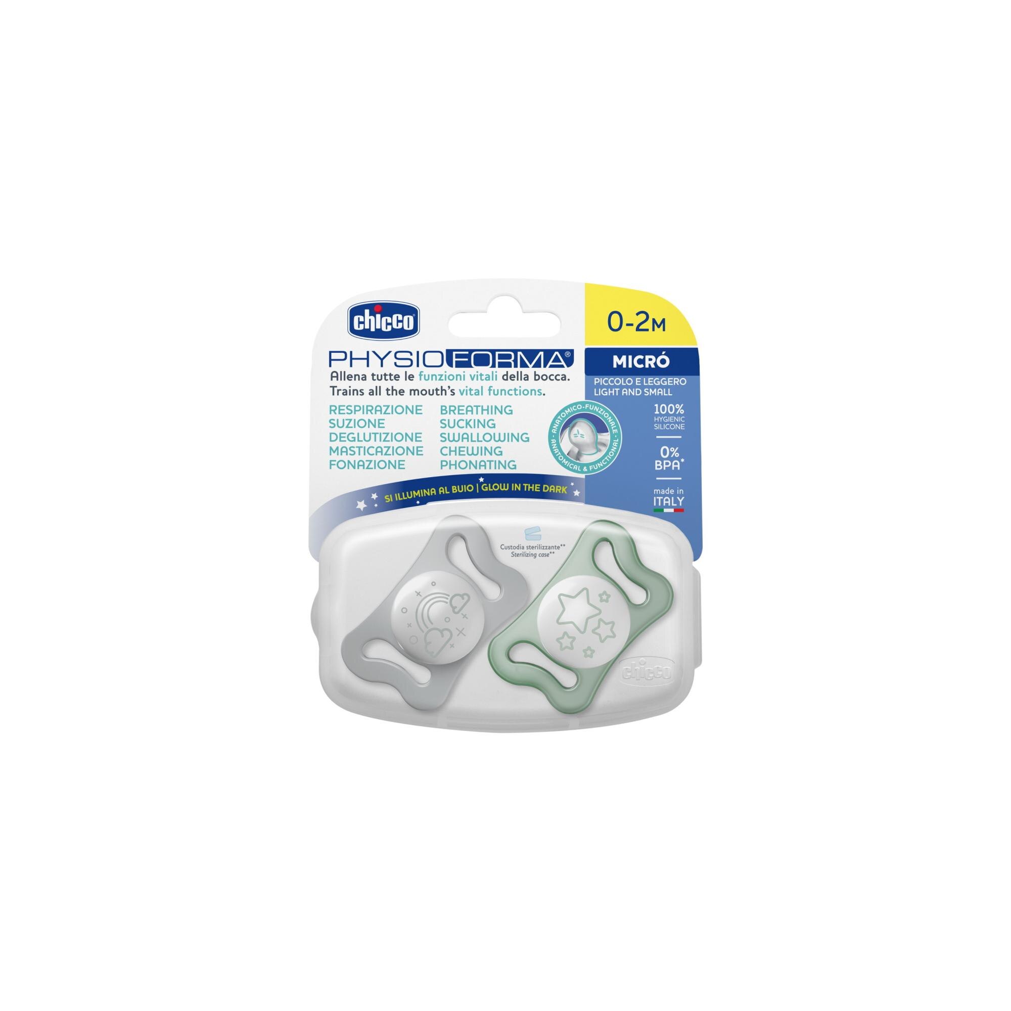 Chupetas Silicone 0-2M PhysioForma Micro Luminosa 2un 2