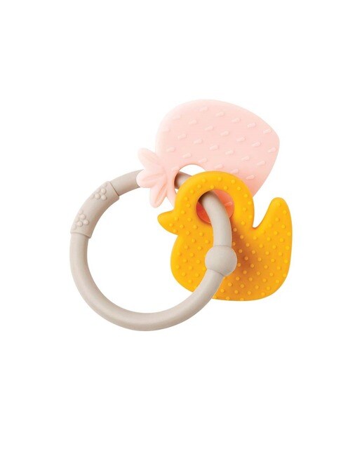 Imagem 0 de Roca Mordedor Nattou em silicone rosa/amarelo