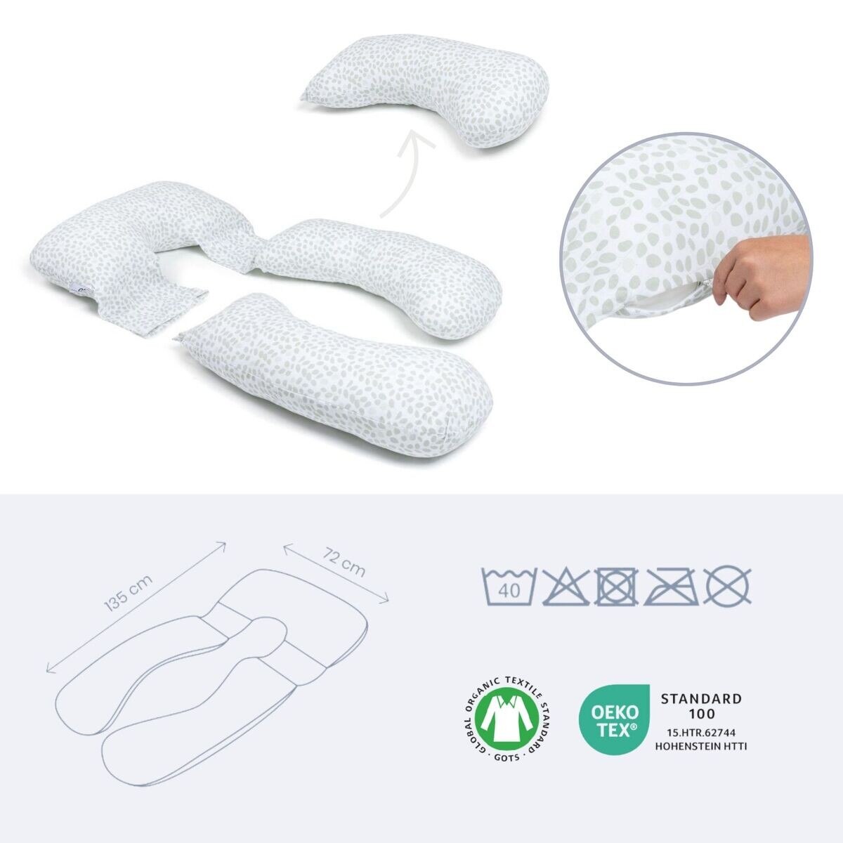 Almofada de Gravidez de Conforto XXL Maxxy Folhas Verdes 4