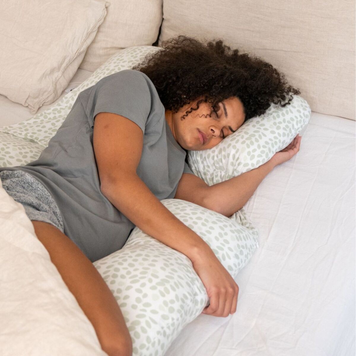 Almofada de Gravidez de Conforto XXL Maxxy Folhas Verdes 9