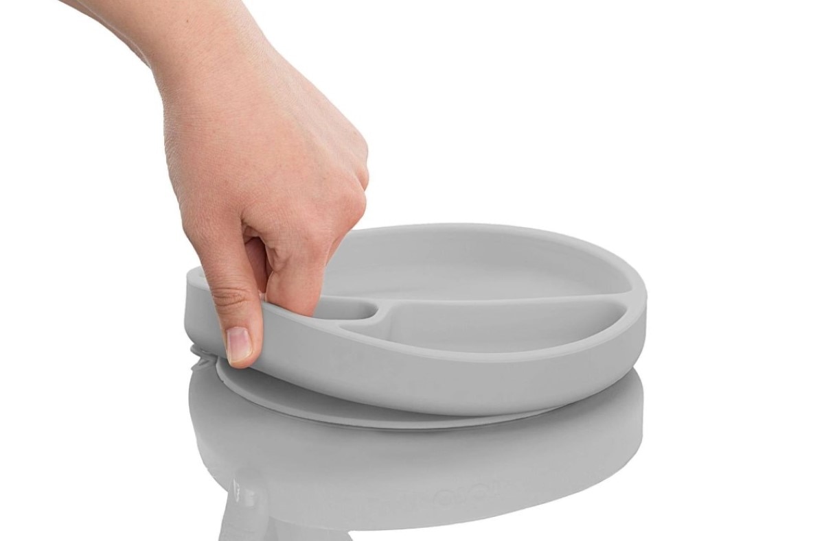 Prato com Divisórias Silicone 6m+ Cinza Minikoioi 2
