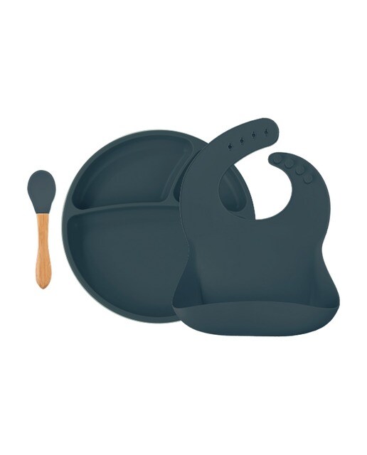 Conjunto de Alimentação BLW Set II - Deep Blue Cinzento-1