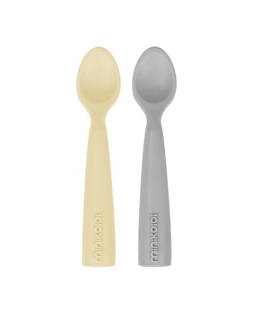 Pack de 2 Colheres em Silicone - Amarelo/Powder Cinza 1