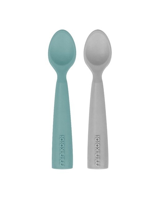Pack de 2 Colheres em Silicone - Verde Água/Powder Cinza 1