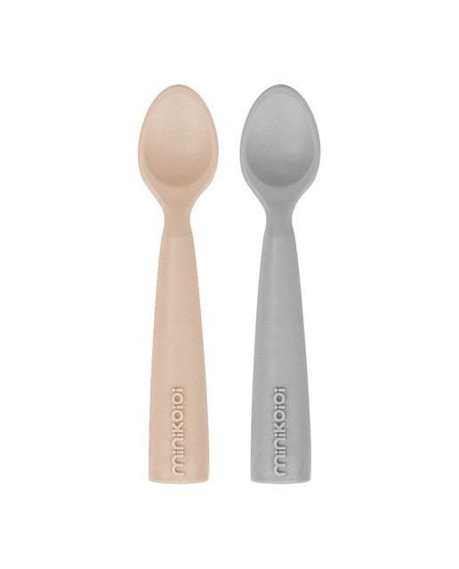 Pack de 2 Colheres em Silicone - Bubble Bege/Powder Cinza 1