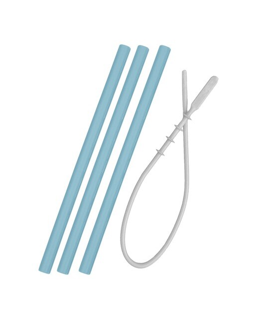 Imagem 0 de Palhas em silicone Azul Mineral - 3 Uni/Escova