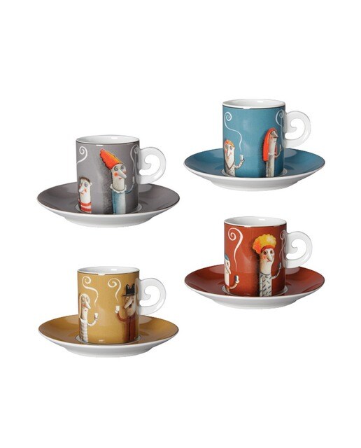 Conjunto de 4 Pares Chávena Café João Vaz de Carvalho 1