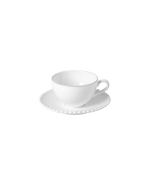 Chávena de Café com Prato Pearl Branco-1
