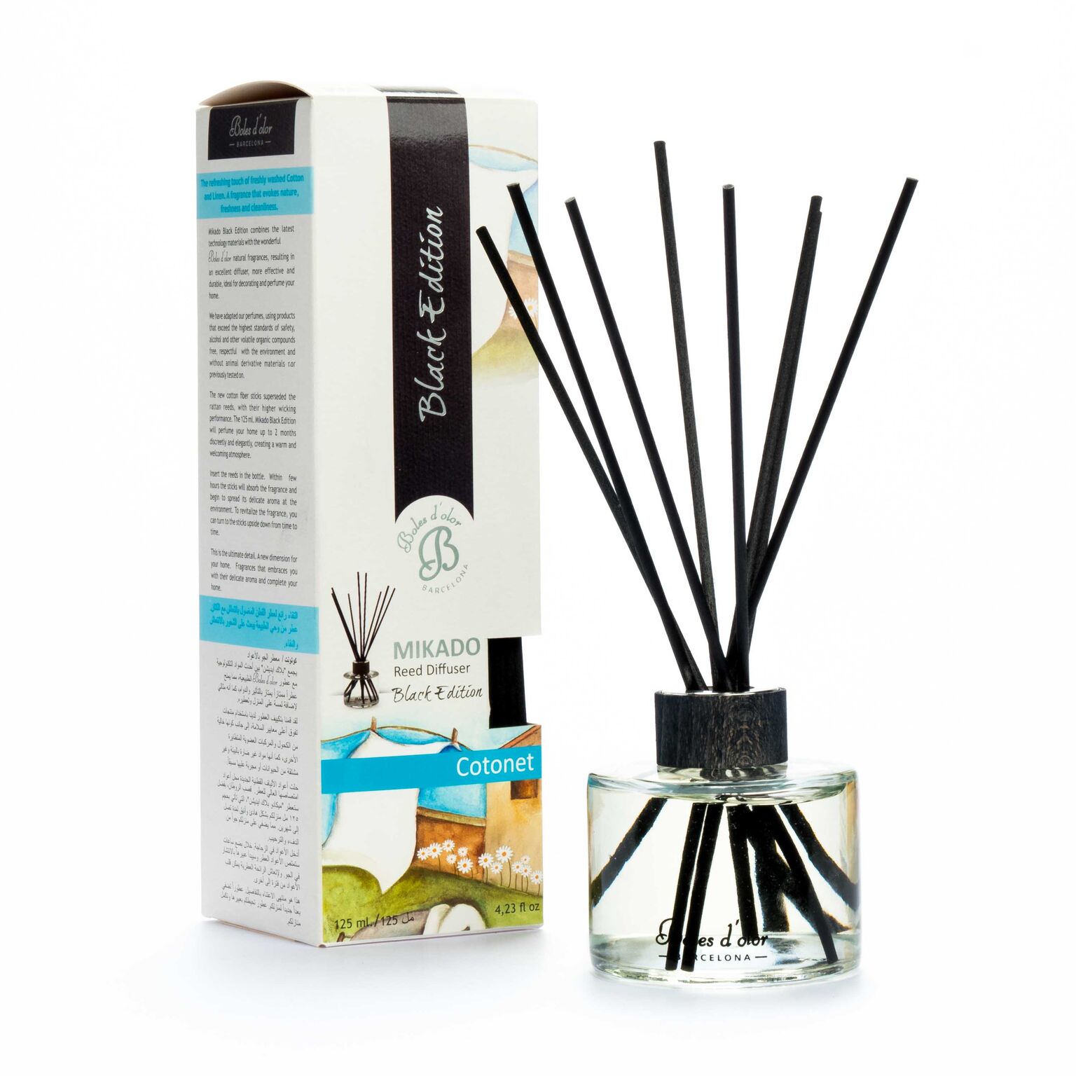 Difusor Mikado com Varetas Black Edition Cotonet - 200 ml 1