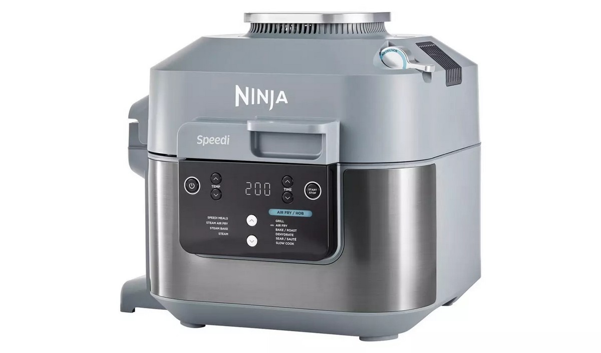 Imagem 0 de Panela Elétrica Multifunções e Fritadeira Air Fryer Ninja ON400EU Speedi de 1760 W e de  5,7 Litros - Revestimento Cerâmico Antiaderente Cinzento