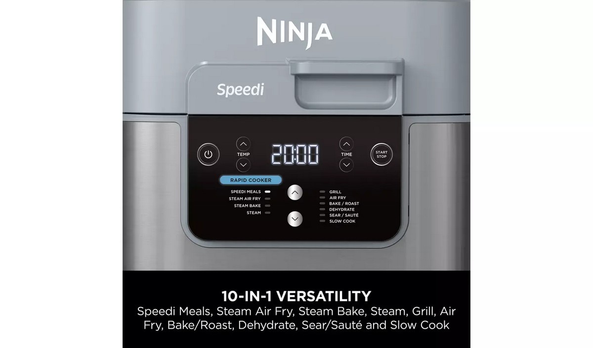 Panela Elétrica Multifunções e Fritadeira Air Fryer Ninja ON400EU Speedi de 1760 W e de 5,7 Litros - Revestimento Cerâmico Antiaderente Cinzento Cinzento-3