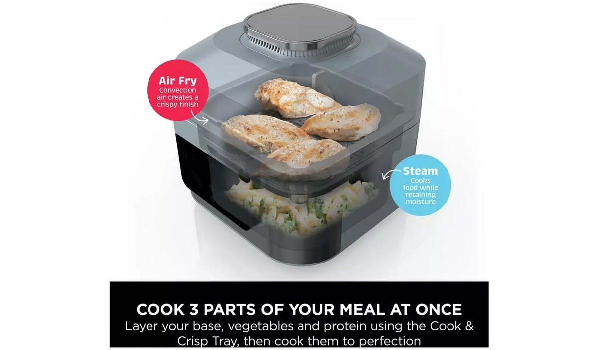 Panela Elétrica Multifunções e Fritadeira Air Fryer Ninja ON400EU Speedi de 1760 W e de 5,7 Litros - Revestimento Cerâmico Antiaderente Cinzento Cinzento-4