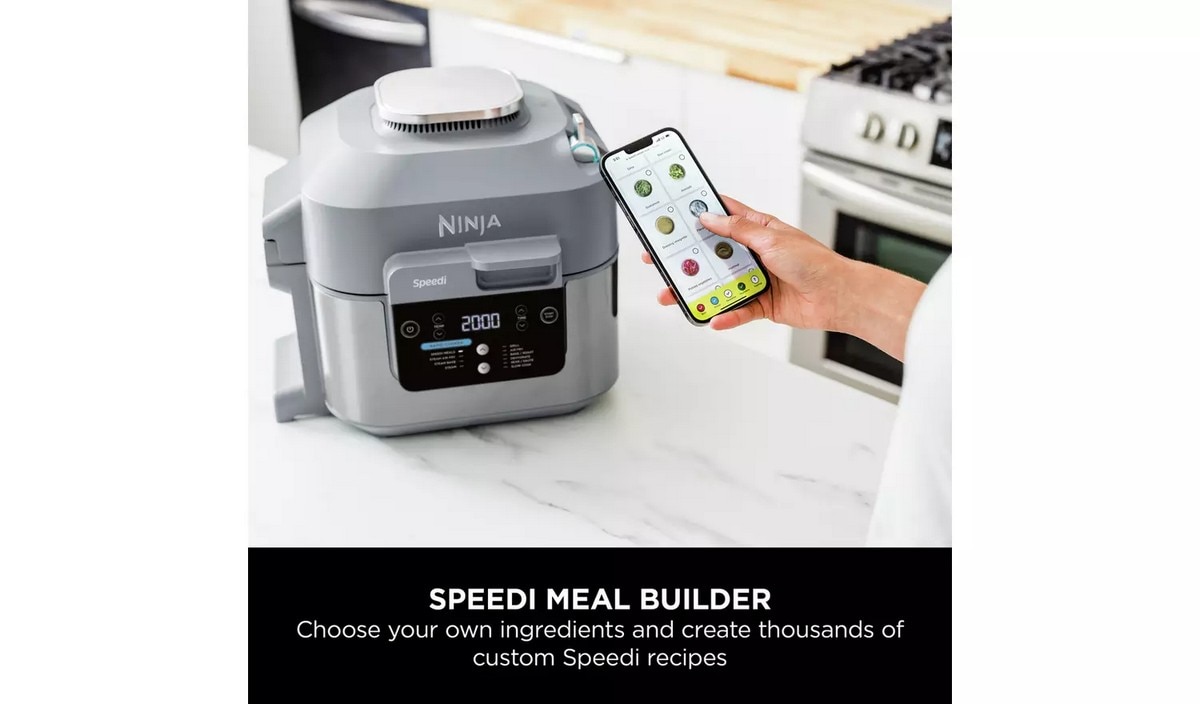 Panela Elétrica Multifunções e Fritadeira Air Fryer Ninja ON400EU Speedi de 1760 W e de 5,7 Litros - Revestimento Cerâmico Antiaderente Cinzento Cinzento-5