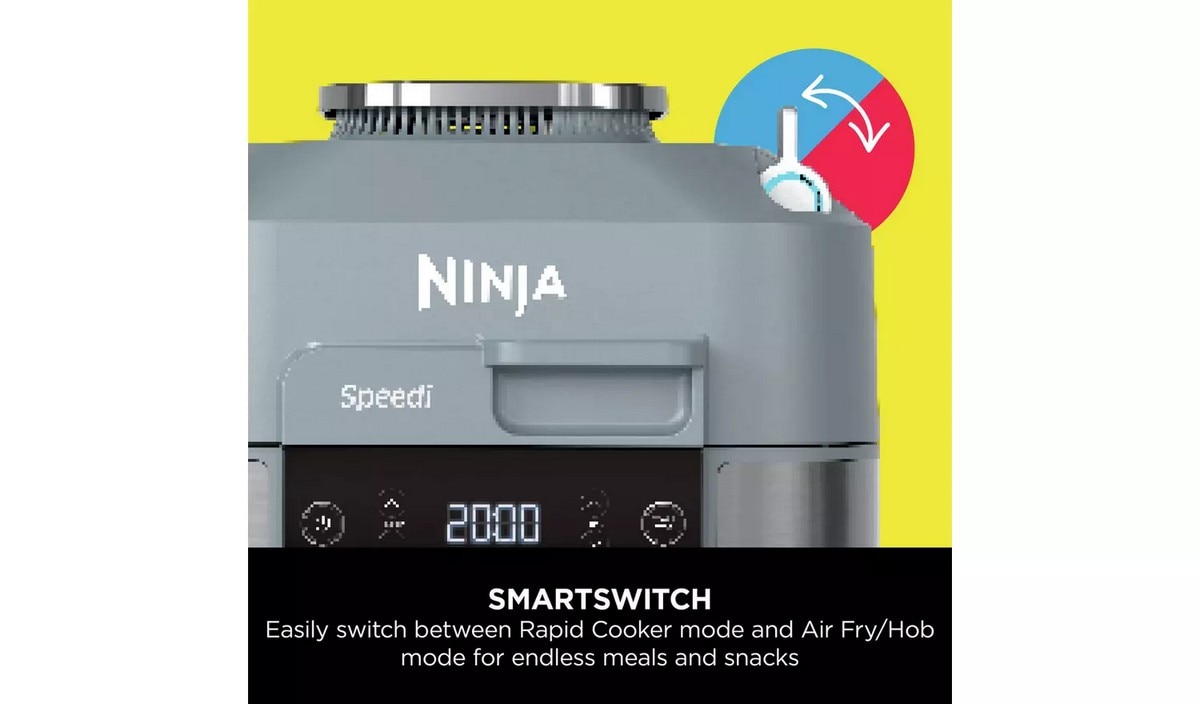 Panela Elétrica Multifunções e Fritadeira Air Fryer Ninja ON400EU Speedi de 1760 W e de 5,7 Litros - Revestimento Cerâmico Antiaderente Cinzento Cinzento-6