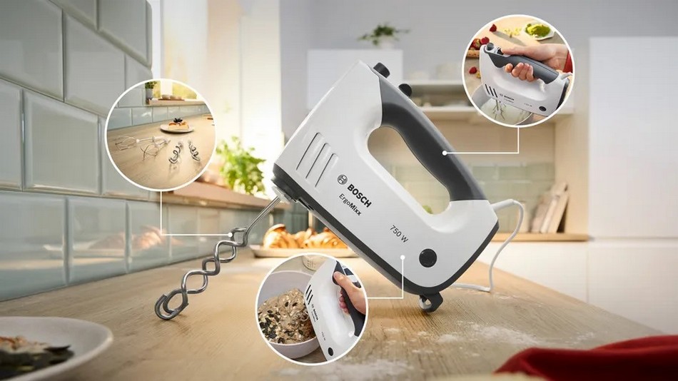 Batedeira com Taça Bosch ErgoMixx MFQ37490 de 750 W - Branco e Cinzento Branco-2
