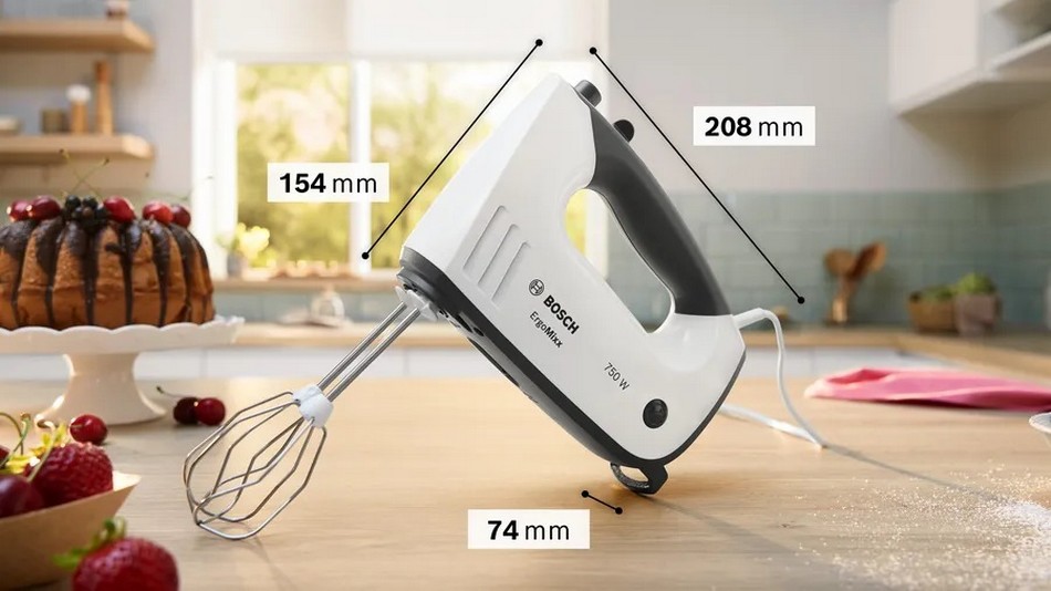Batedeira com Taça Bosch ErgoMixx MFQ37490 de 750 W - Branco e Cinzento Branco-4