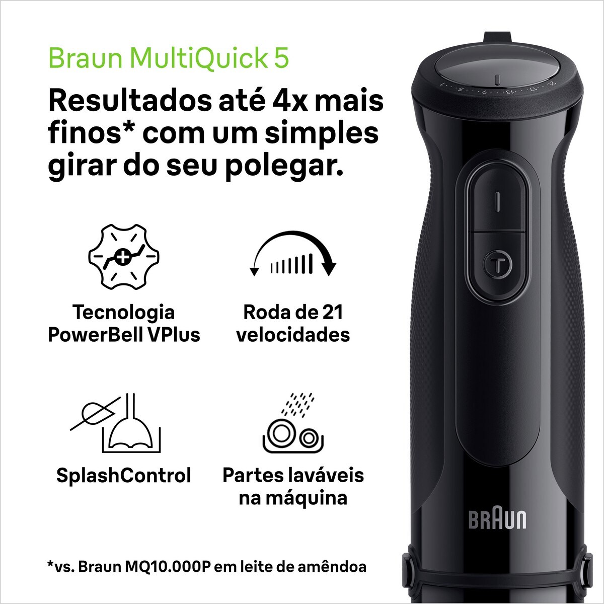 Varinha Mágica Braun MultiQuick 5 MQ50202MBK com 21 Velocidades e de 1000 W - Preto Preto-3
