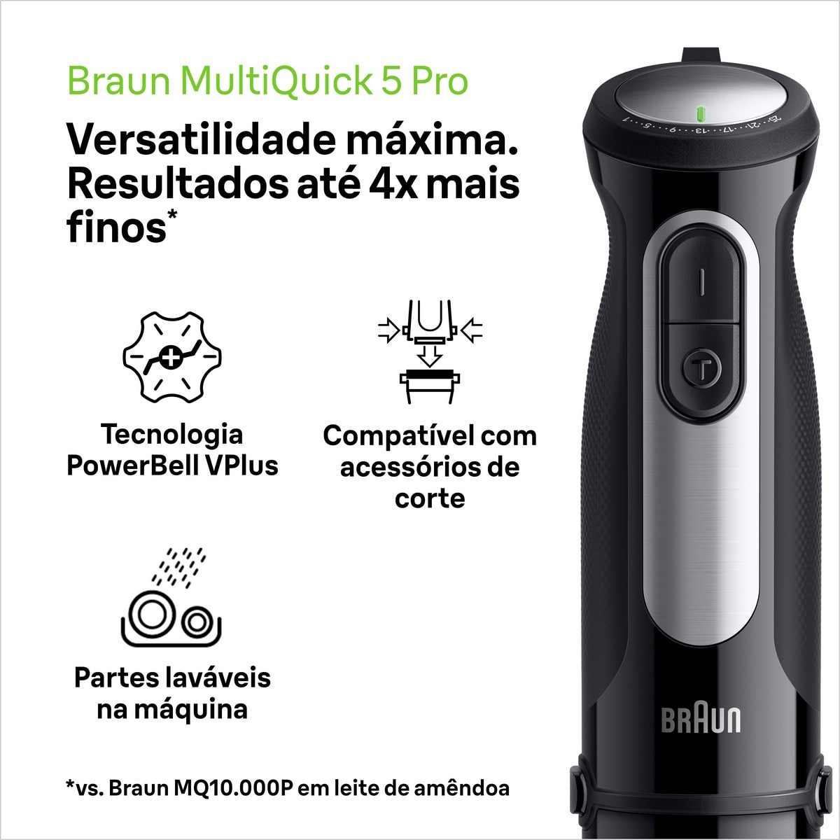 Varinha Mágica Braun MultiQuick 5 Pro MQ55001M de 1000 W - Preto e Inox Preto / Inox-2