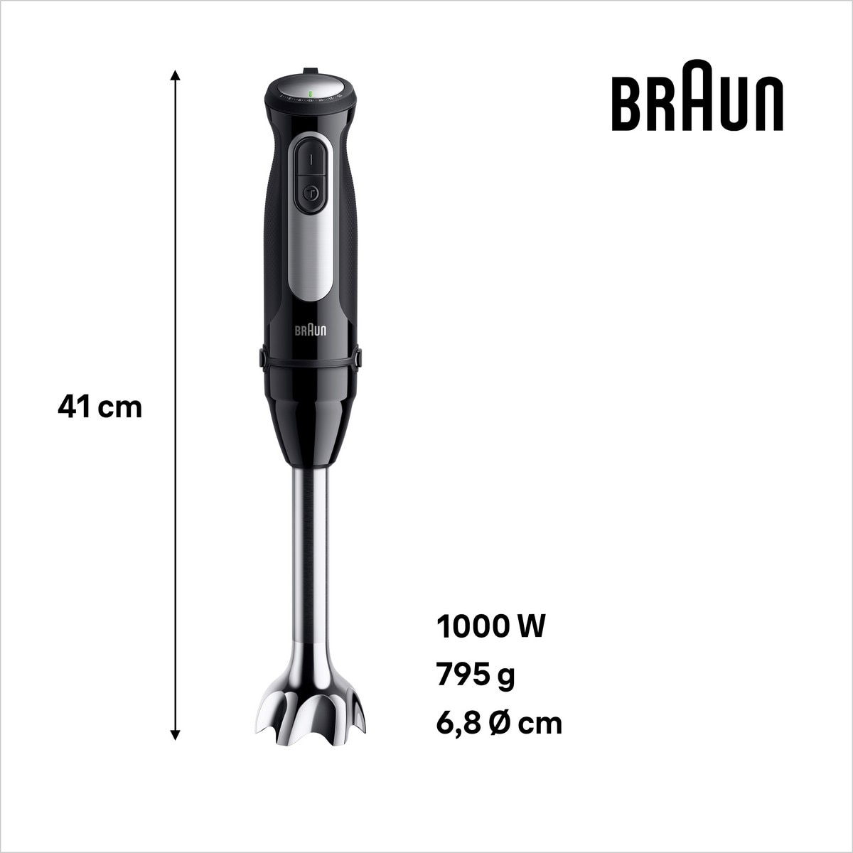 Varinha Mágica Braun MultiQuick 5 Pro MQ55001M de 1000 W - Preto e Inox Preto / Inox-3