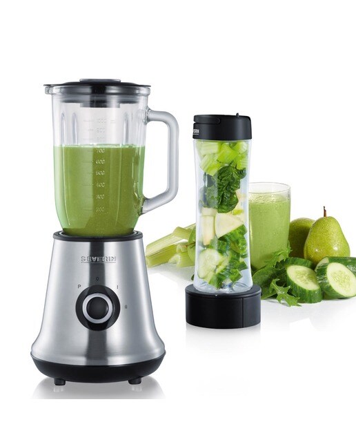 Imagem 0 de Liquidificador Severin Mix&Go SM 3737 de 500 W com Jarro de Vidro de 1 Litro + Garrafa Mix&Go de 600 ml - Inox