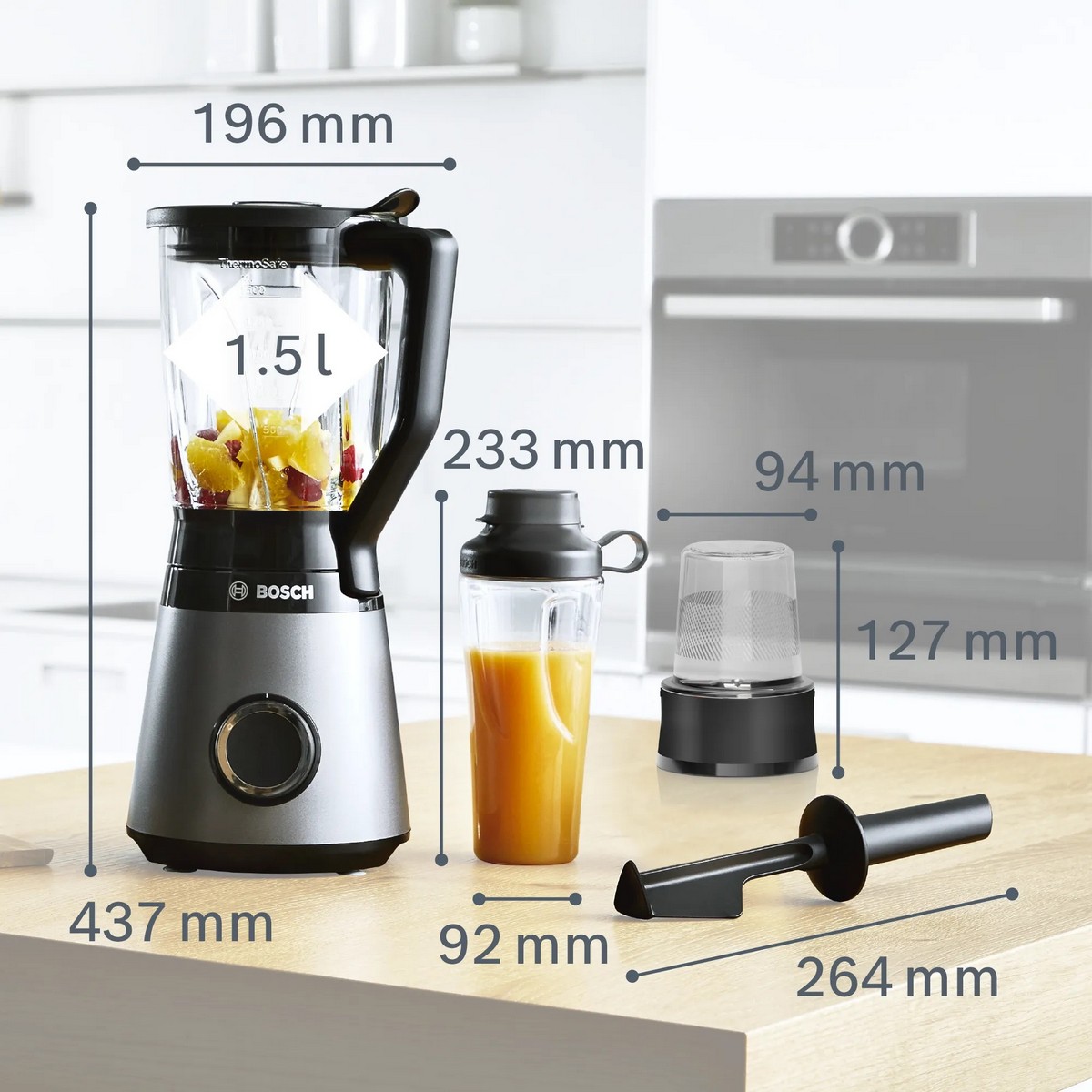 Liquidificador Bosch Serie 4 MMB6177S VitaPower de 1200 W e de 1,5 Litros - Prateado Silver-3