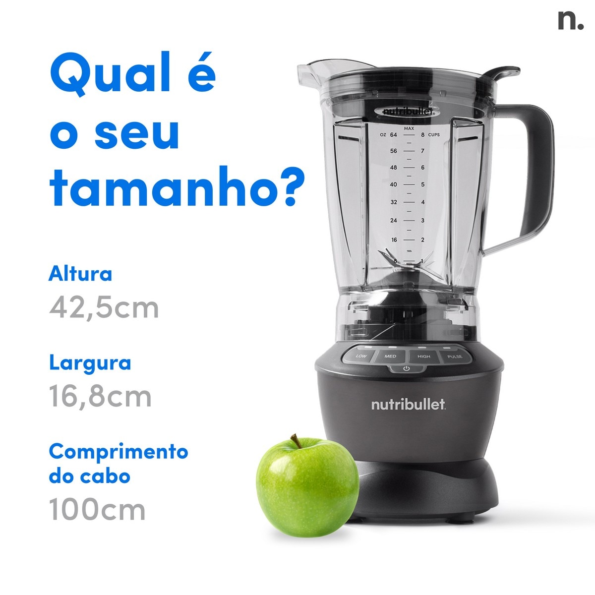 Liquidificador Nutribullet Full Size Blender Combo NBF500DG de 1200 W e Capacidade de 1,89 Litros - Preto Preto-9