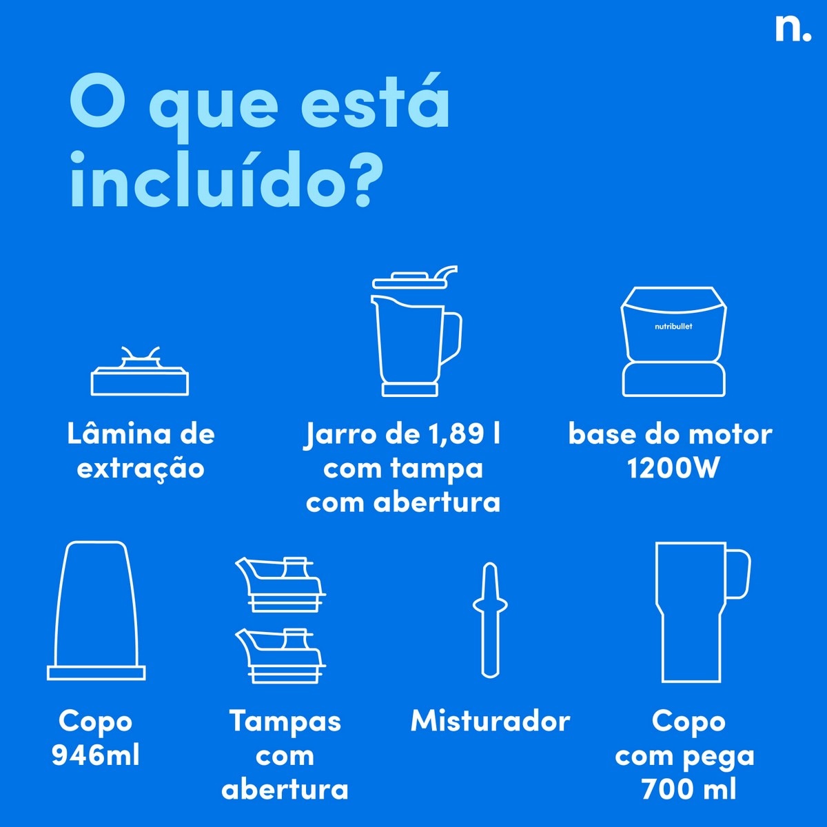 Liquidificador Nutribullet Full Size Blender Combo NBF500DG de 1200 W e Capacidade de 1,89 Litros - Preto Preto-10