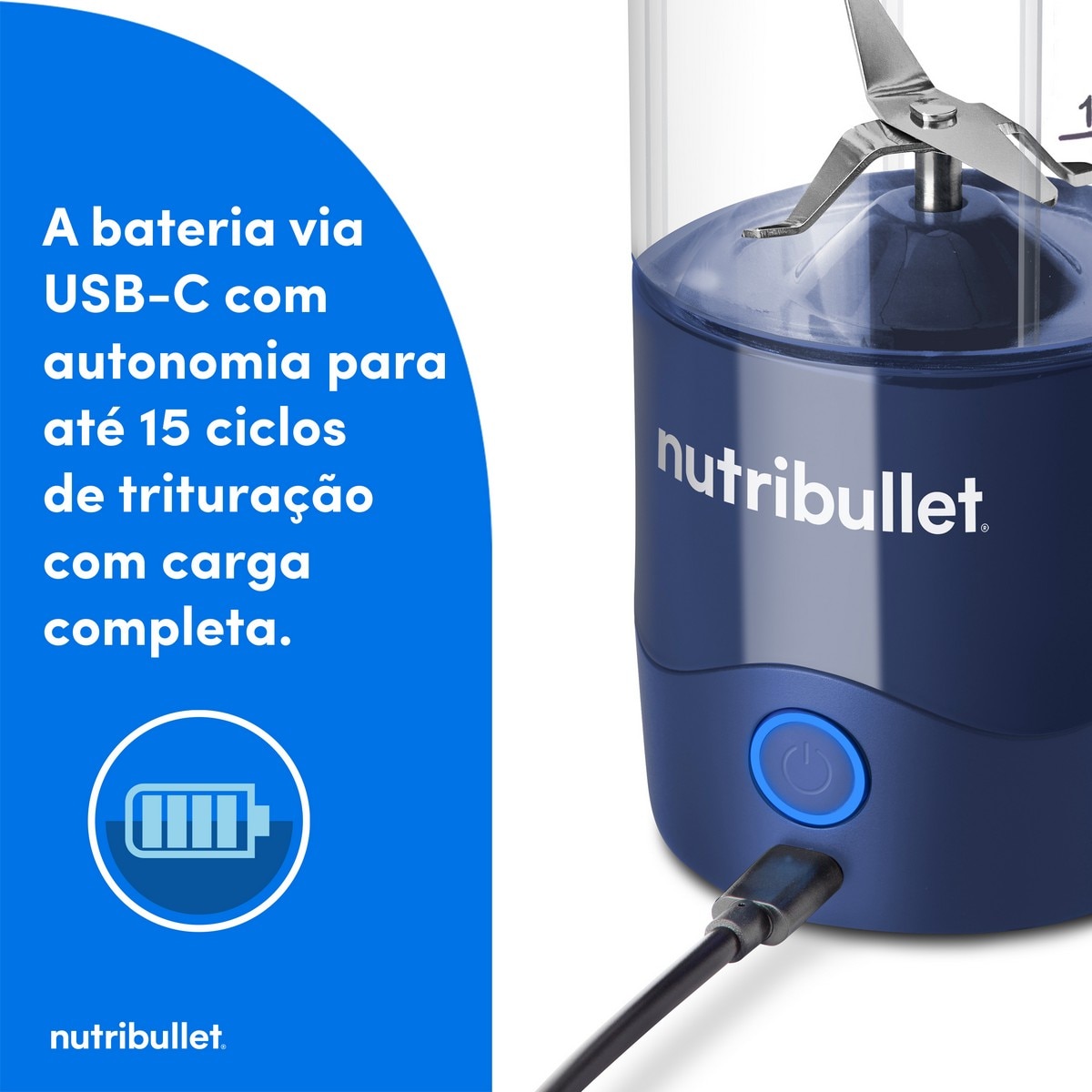 Liquidificador Nutribullet NBP003NBL Portátill de 0,475 Litros - Azul Navy-4