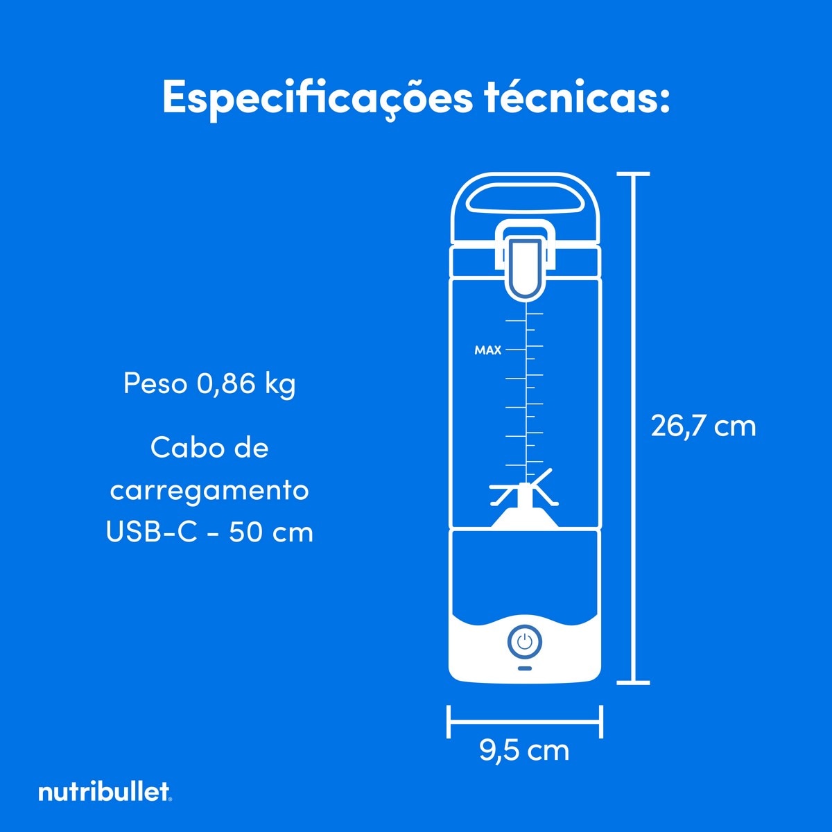 Liquidificador Nutribullet NBP003NBL Portátill de 0,475 Litros - Azul Navy-8