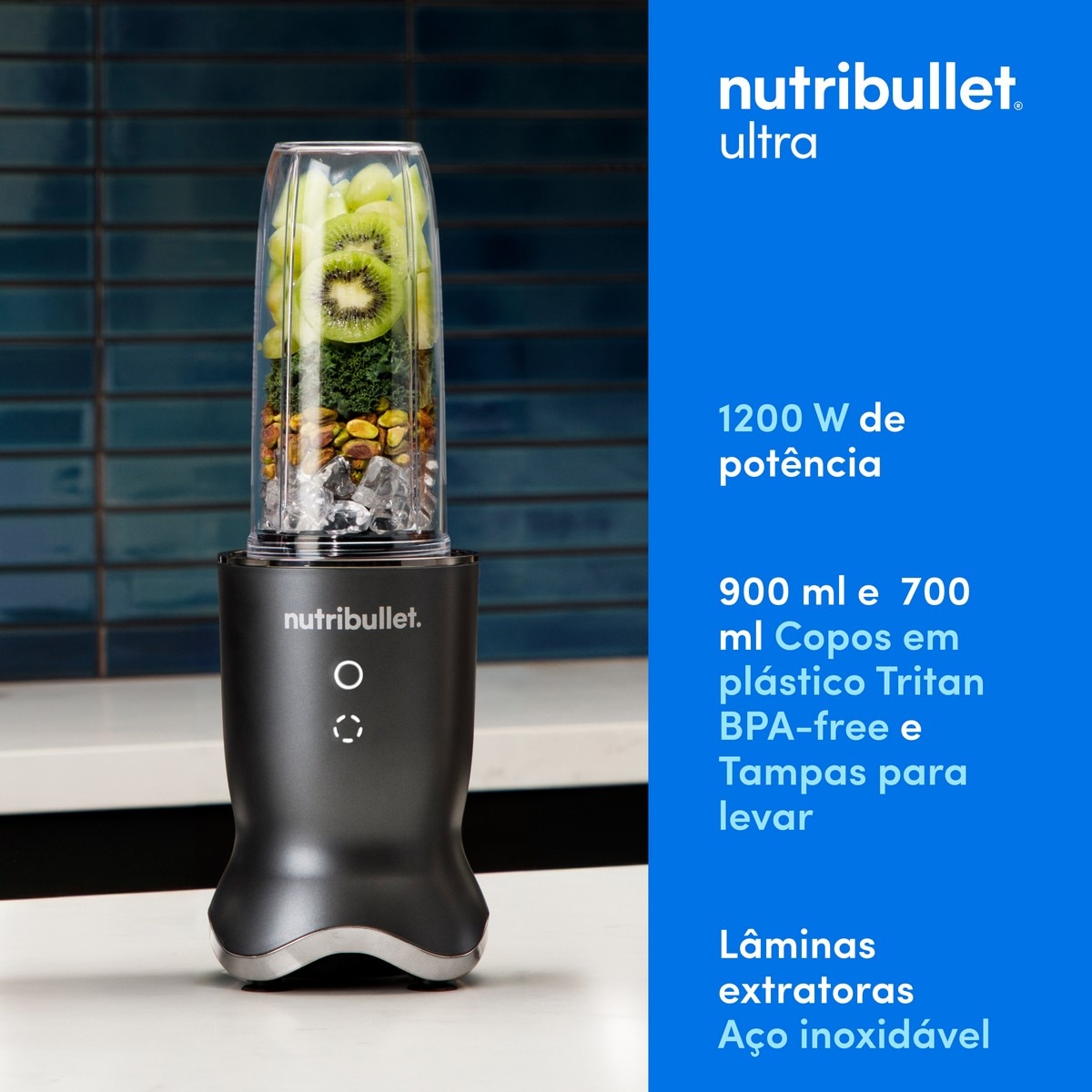 Liquidificador Nutribullet NB1206DGCC Personal Blender Ultra de 1200 W e de 0,9 Litros - Preto Cinzento-escuro-3