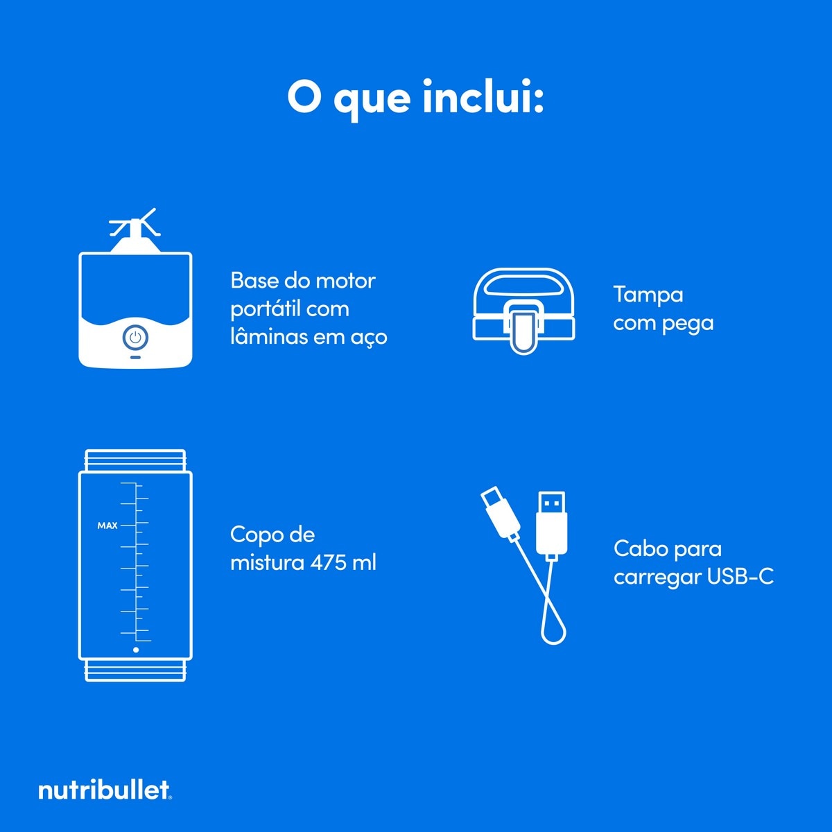 Liquidificador Nutribullet NBP003W Portátil de 0,475 Litros - Branco Branco-9