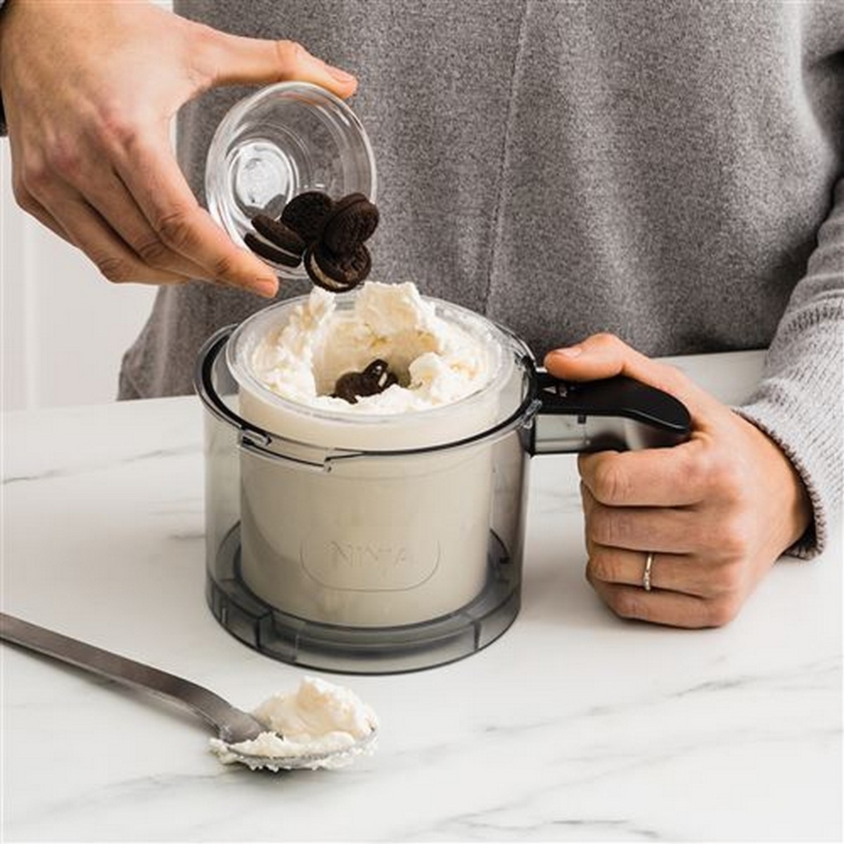 Máquina de Gelados Ninja NC300EU Creami de 800 W e de 3 x 450 ml - Preto e Prateado Preto / Prateado-4