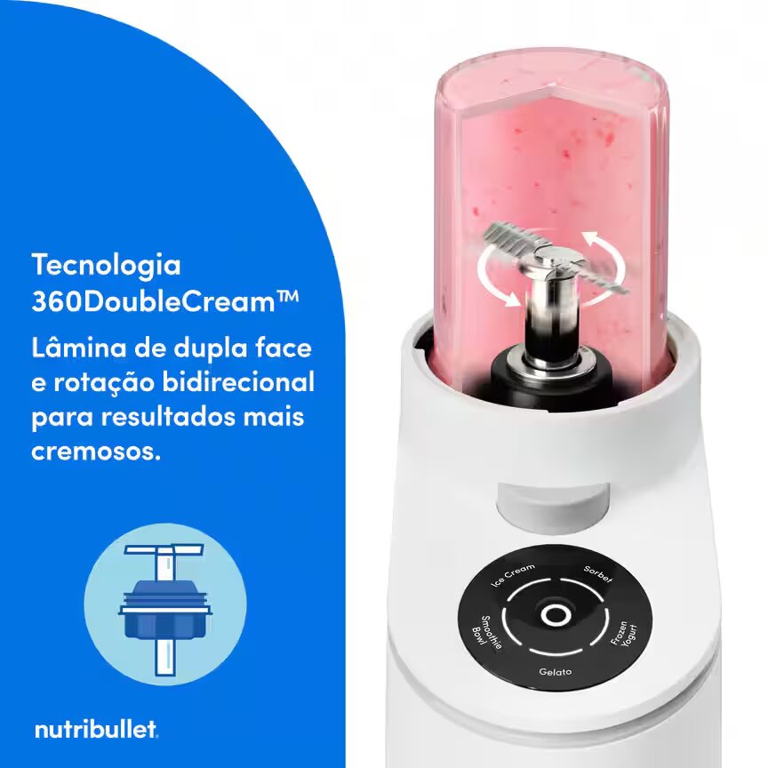 Máquina de Gelados Nutribullet® Chill Ice Cream Maker NBD0503W, de 0.47L e 500 W - Branco Branco-4