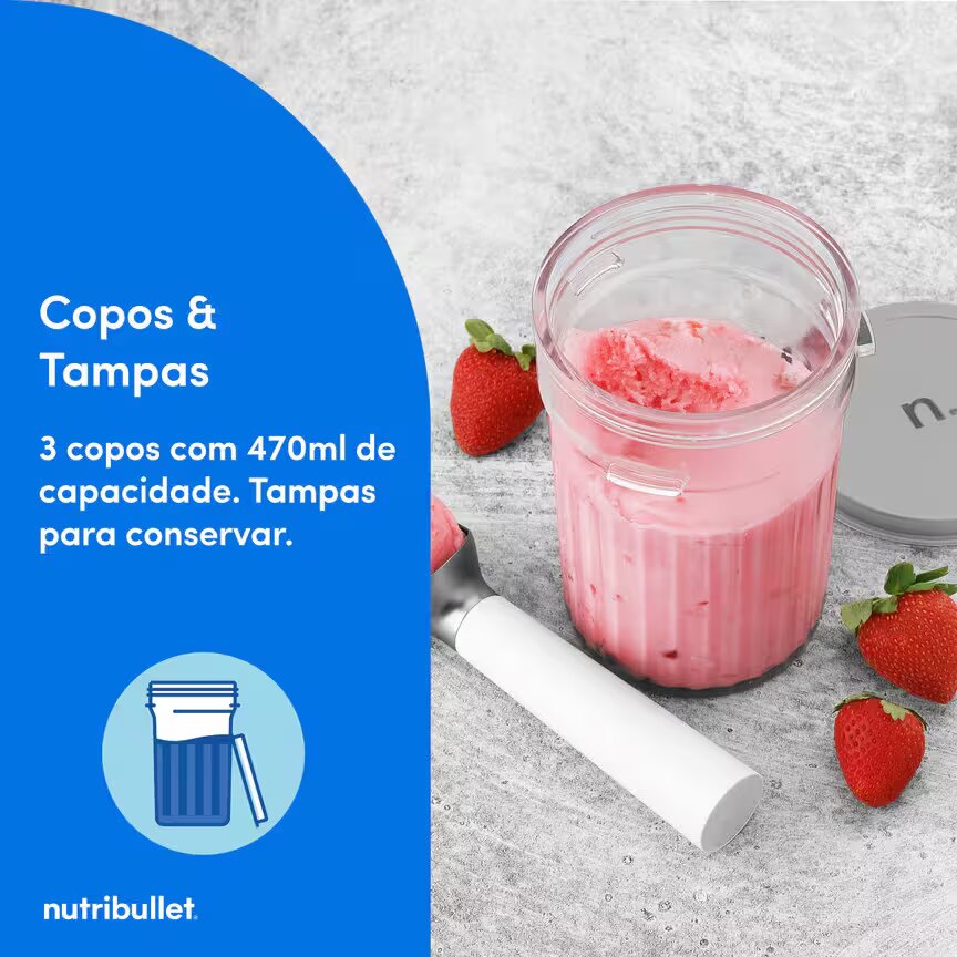 Máquina de Gelados Nutribullet® Chill Ice Cream Maker NBD0503W, de 0.47L e 500 W - Branco Branco-5