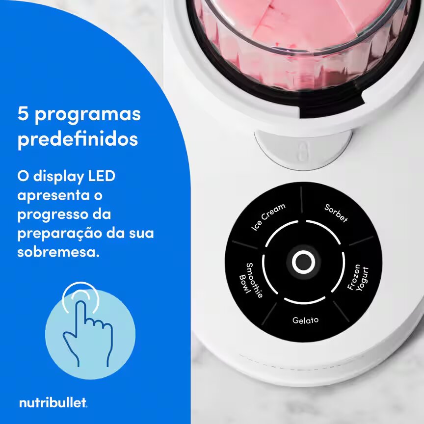 Máquina de Gelados Nutribullet® Chill Ice Cream Maker NBD0503W, de 0.47L e 500 W - Branco Branco-6