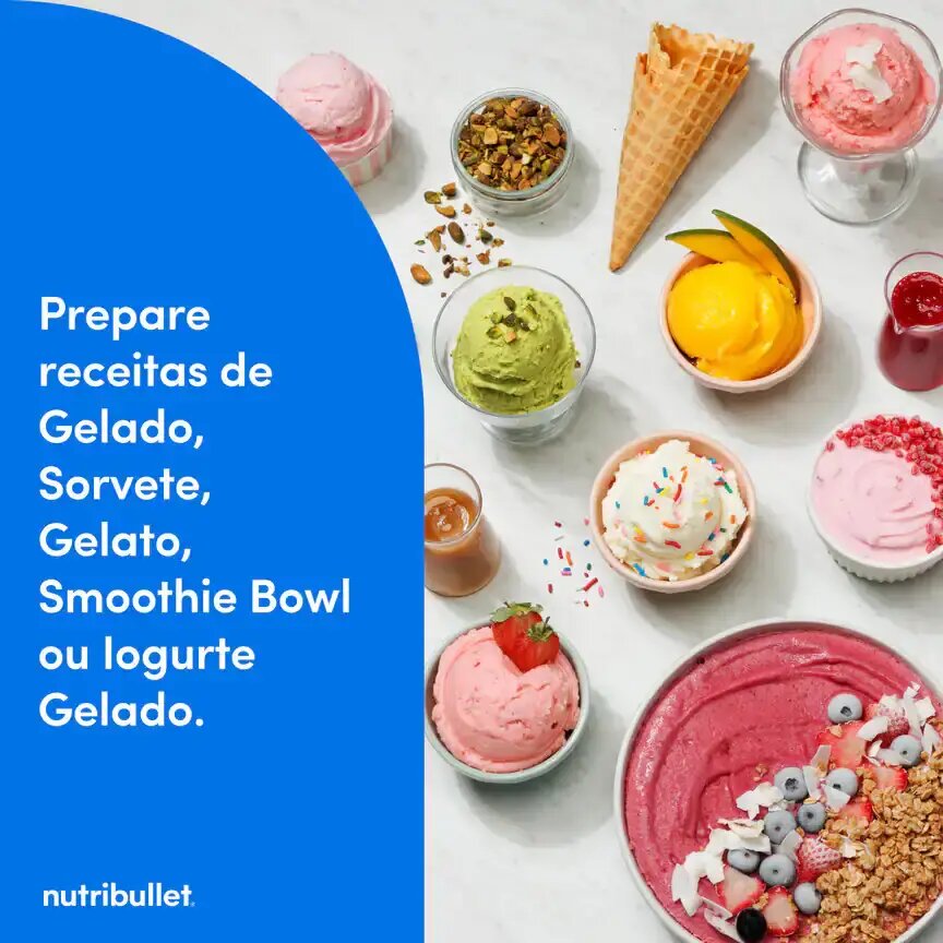 Máquina de Gelados Nutribullet® Chill Ice Cream Maker NBD0503W, de 0.47L e 500 W - Branco Branco-7