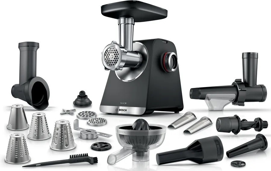 Imagem 0 de Picador de Carne Bosch Serie 6 MultiPower MFWS682B de 2100 W - Preto e Silver Metalic