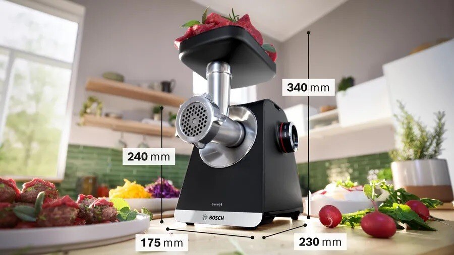 Picador de Carne Bosch Serie 6 MultiPower MFWS682B de 2100 W - Preto e Silver Metalic Preto-4