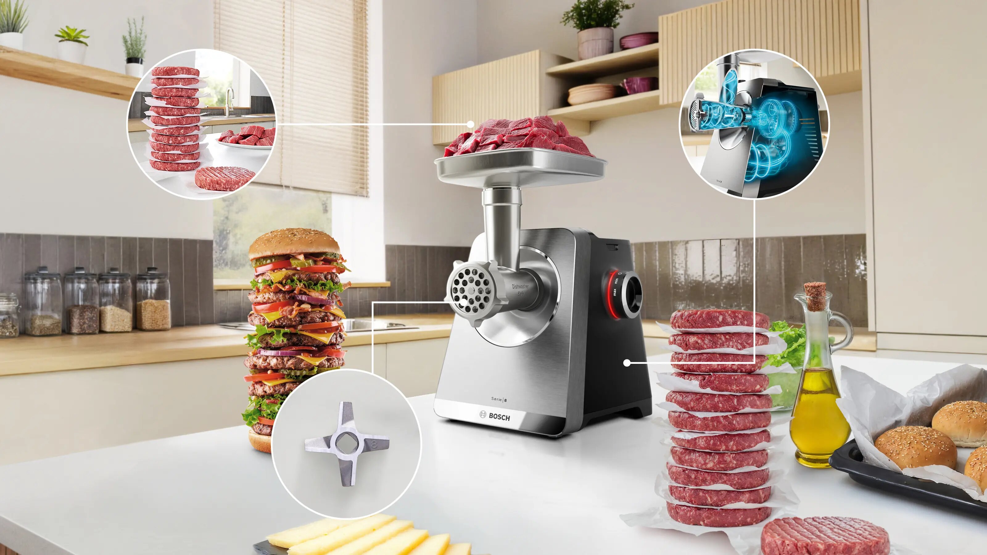 Picador de Carne Bosch Serie 8 MFWS860M MultiPower, de 2500 W - Inox Inox-4