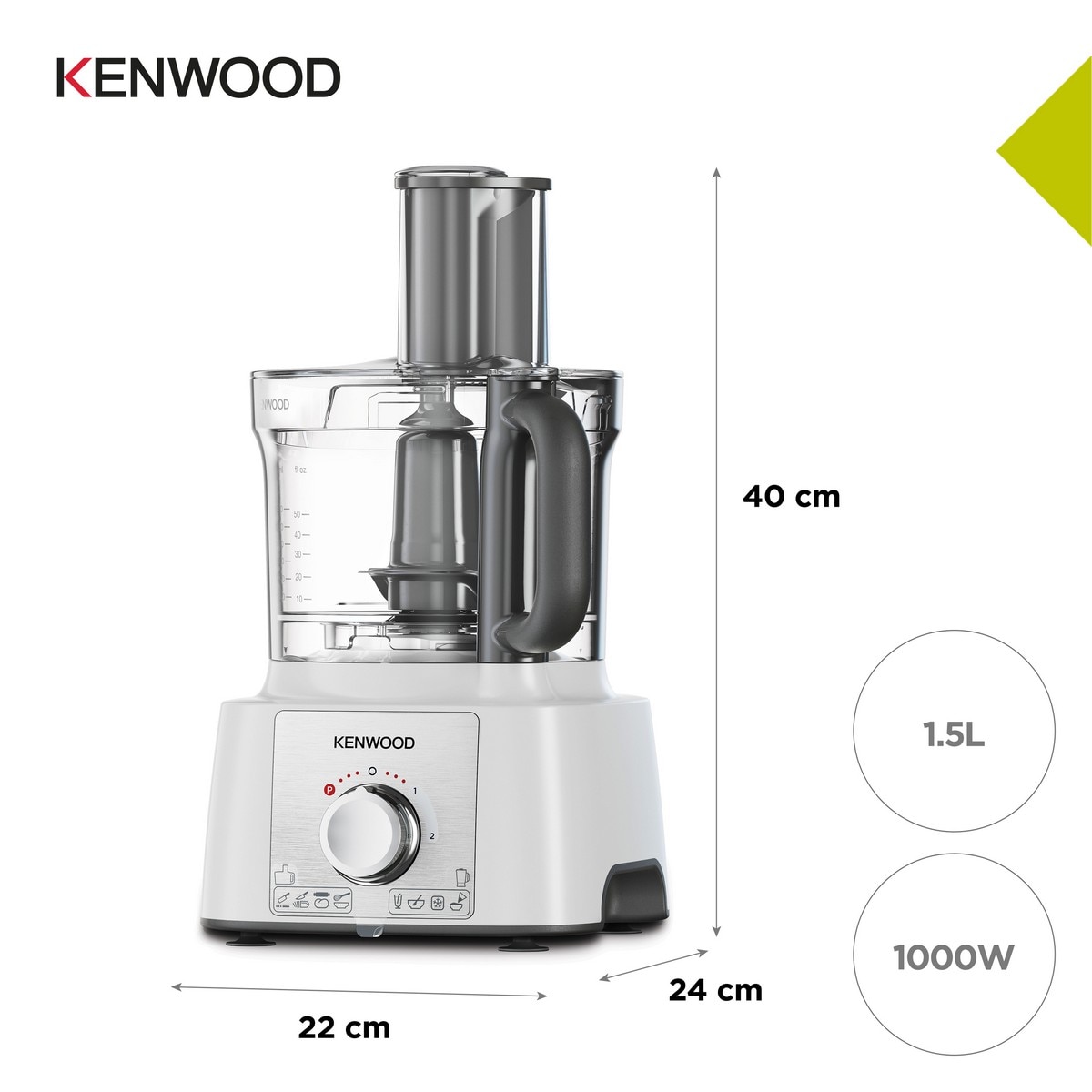 Processador de Alimentos Kenwood MultiPro Express FDP65.640WH com 2 Velocidades de 1000 W e Capacidade de 3 L - Branco Branco-5