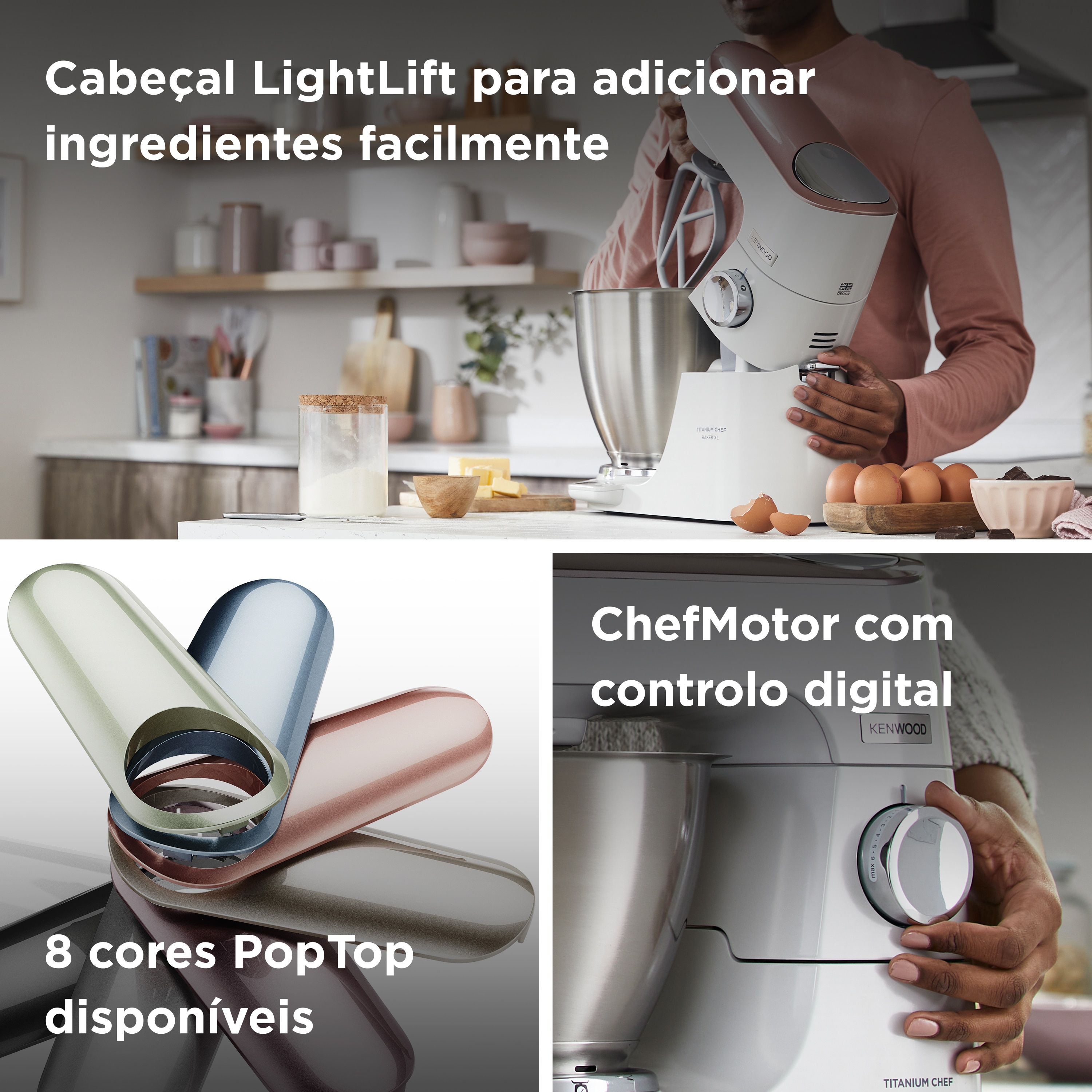Robot de Cozinha Kenwood Titanium Chef Baker Lite KVL65.001WH, 1200W Capacidade de 7L e 5 Acessórios - Metal e Aço inox Metal-5
