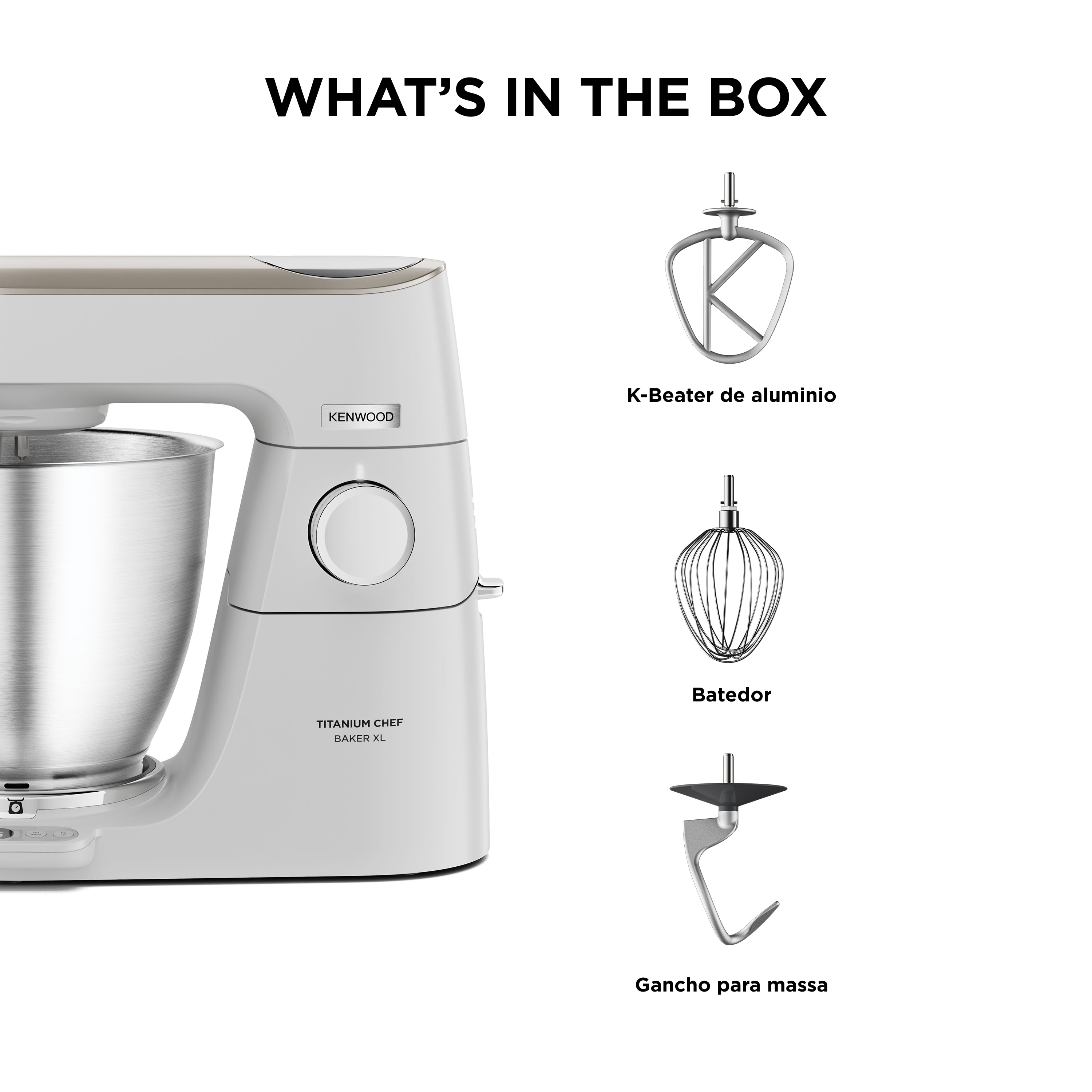 Robot de Cozinha Kenwood Titanium Chef Baker Lite KVL65.001WH, 1200W Capacidade de 7L e 5 Acessórios - Metal e Aço inox Metal-8