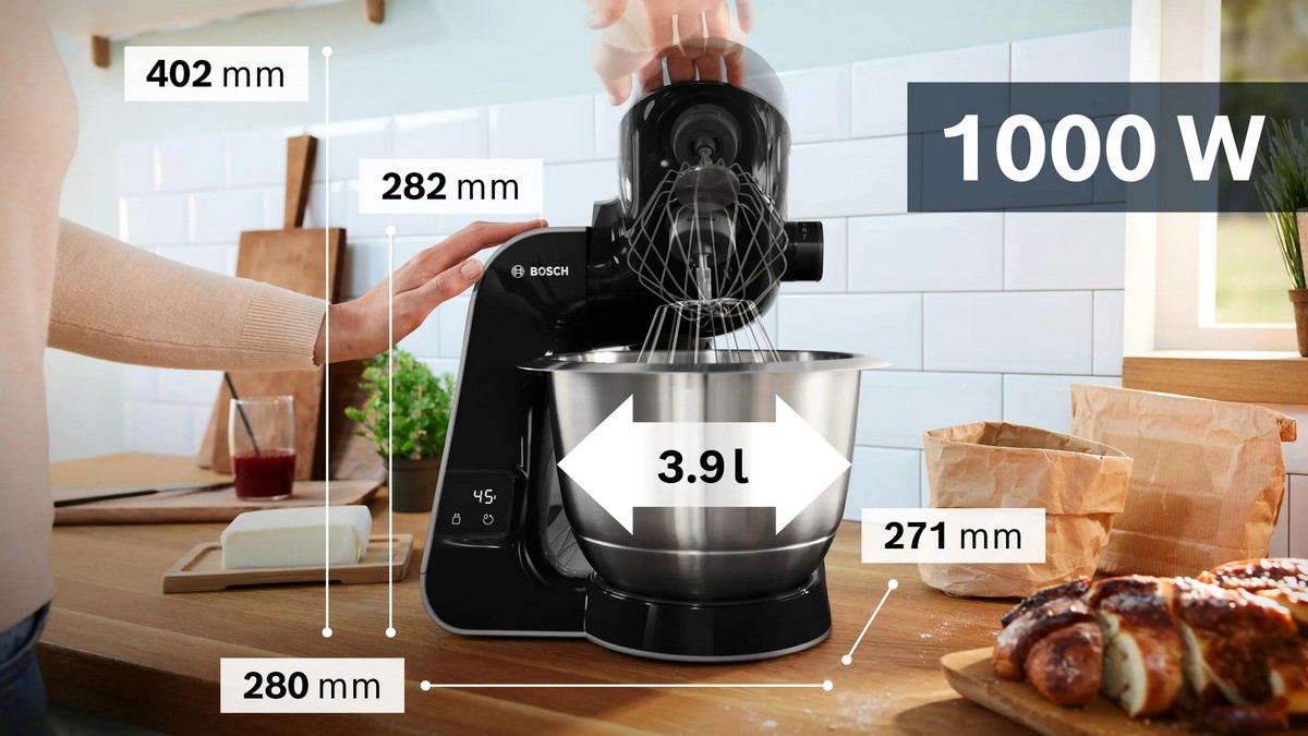 Batedeira com Taça Bosch Serie 4 MUM5XC4E CreationLine com Balança de 1000 W e de 3,9 Litros - Preto Preto-7